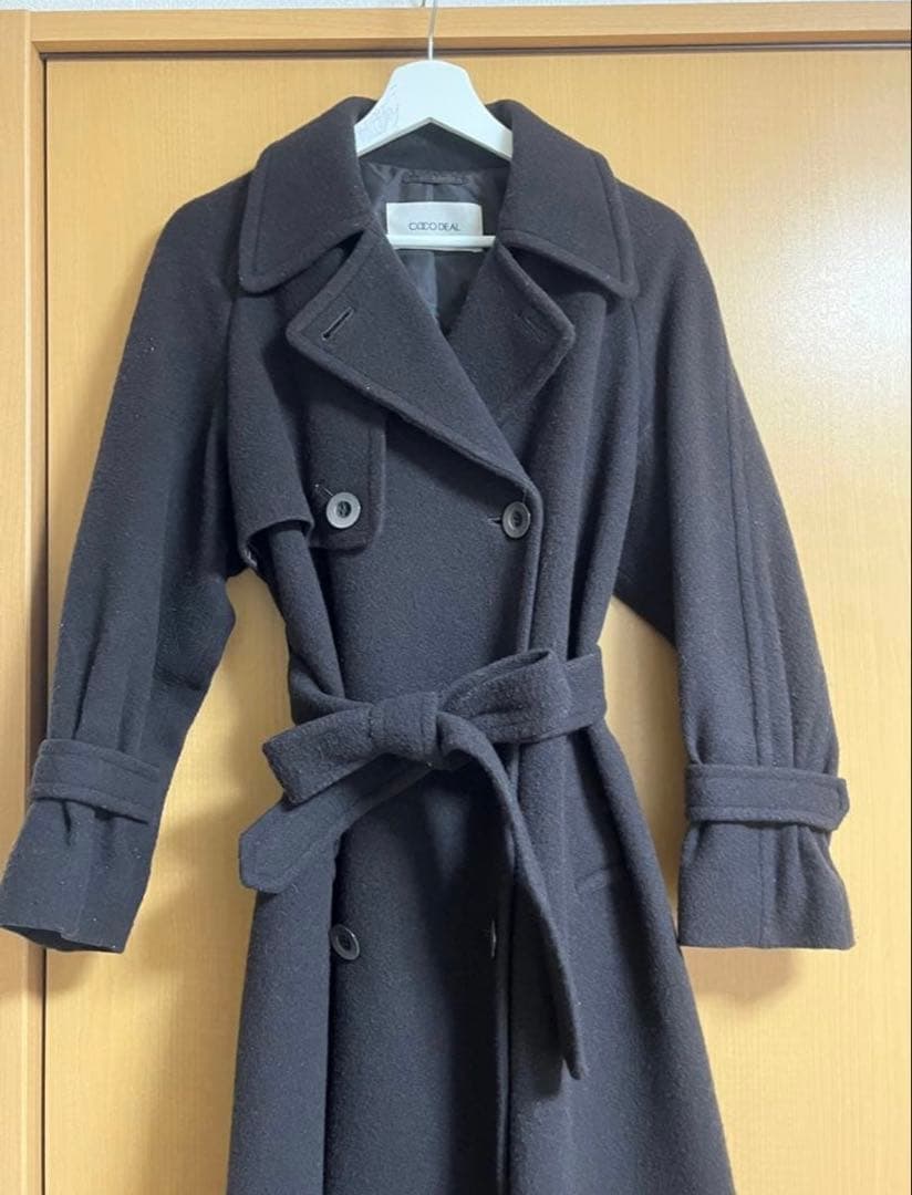COCODEAL ウールトレンチデザインコート 焦げ茶 ブラウン ダークブラウン