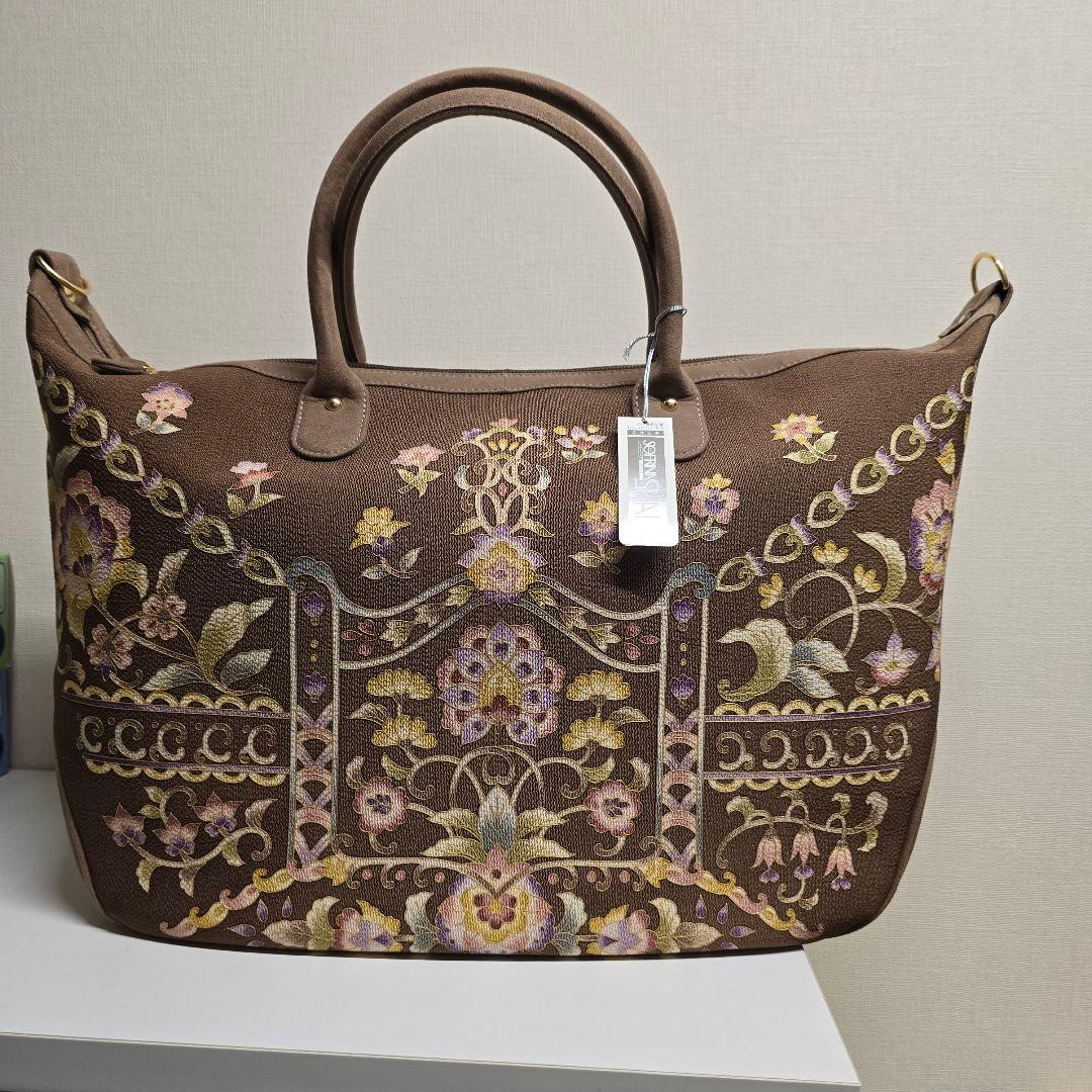 京都 岡島 シルク100% ハンドバッグ ソフリナ 新品未使用！