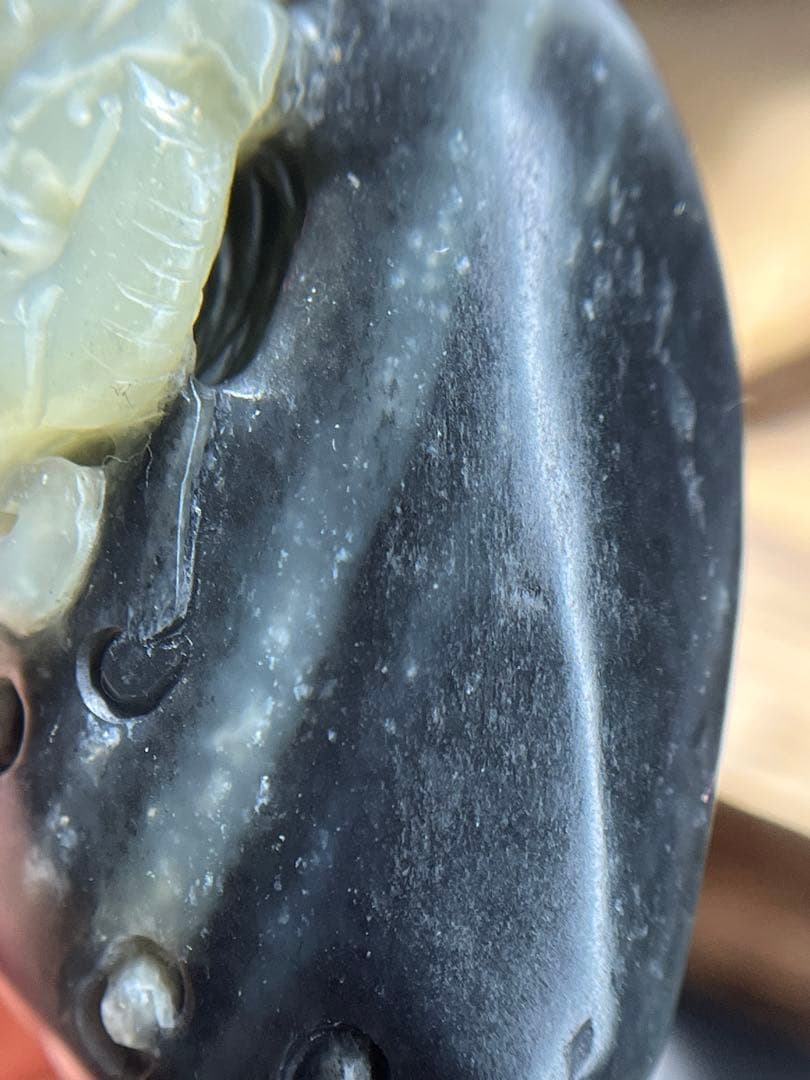 高品質！和田玉★青花籽料の置物、ストラップにも！証明書付き