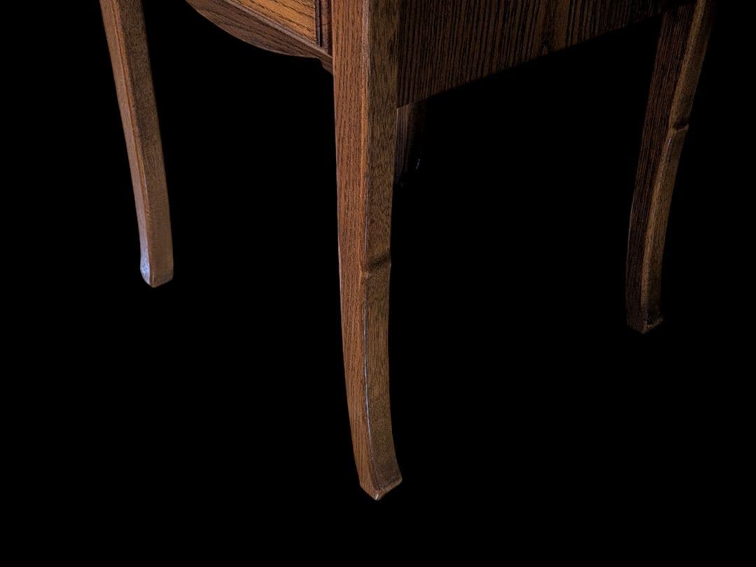 【アンティーク】森二郎商店　サイドテーブル　天然ナラ材　サイドチェスト　猫脚