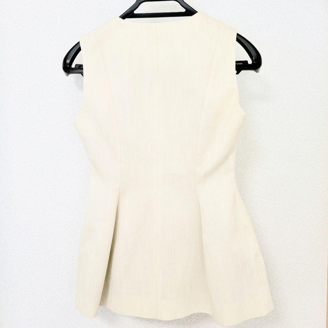 【新品タグ付/廃盤品】アニュアンス バンピーストライプジャガードぺプラムブラウス