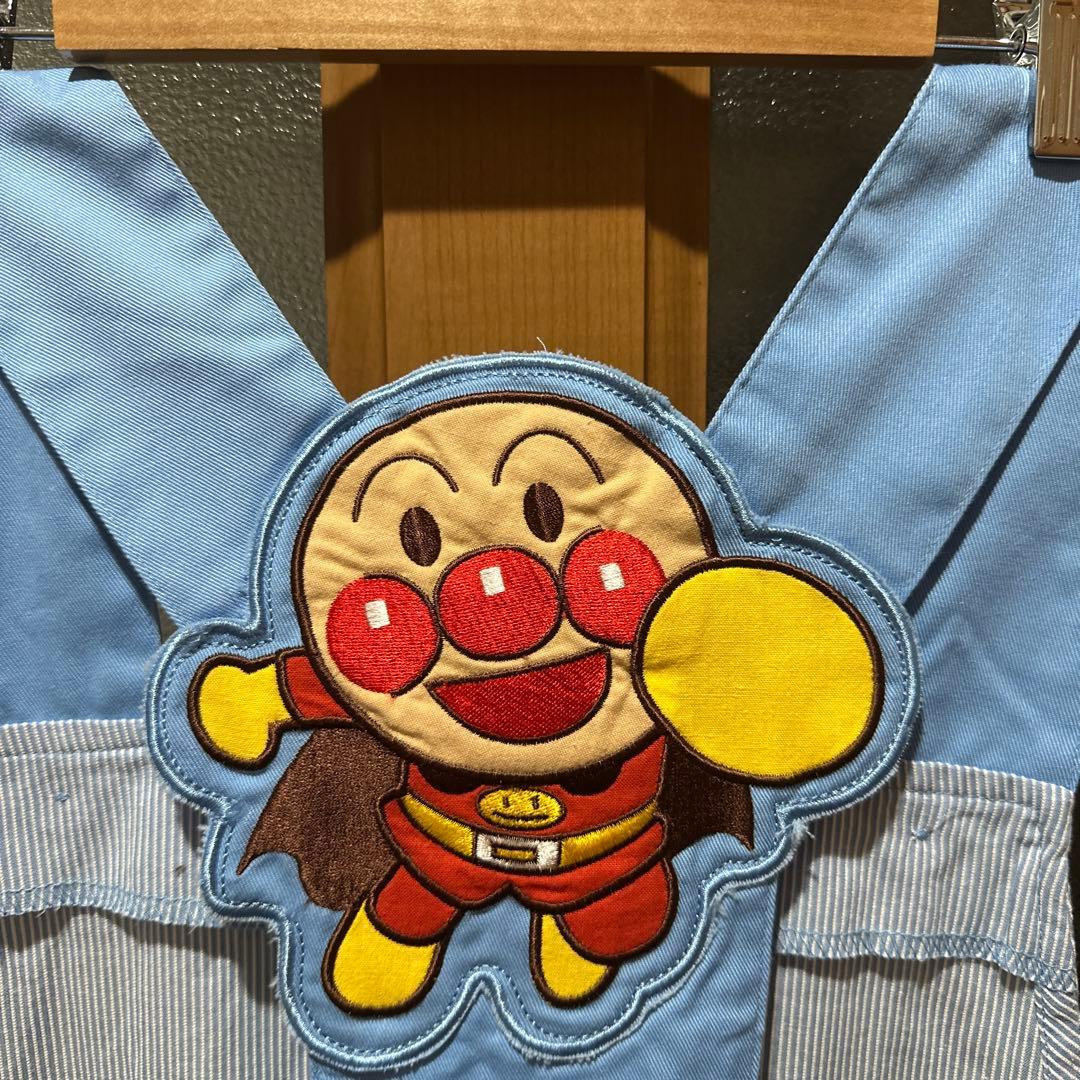 アンパンマン エプロン 青色ストライプ 他2点エプロンセット