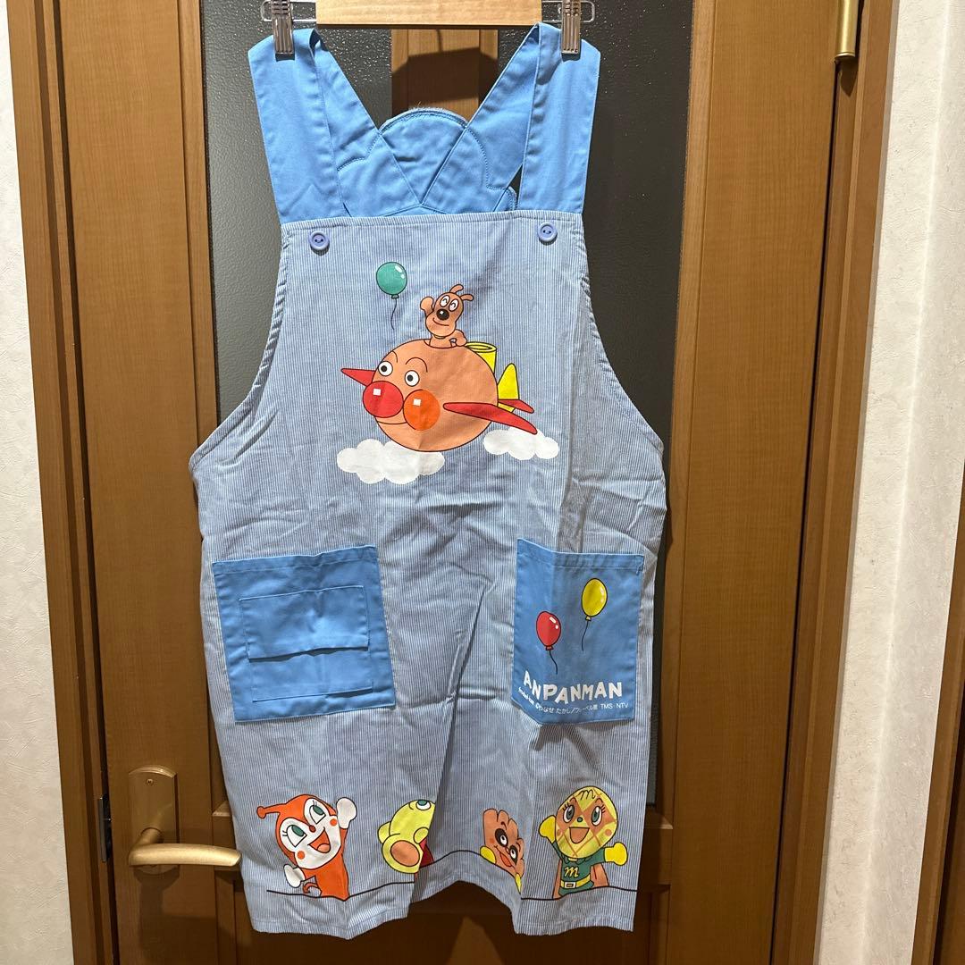 アンパンマン エプロン 青色ストライプ 他2点エプロンセット