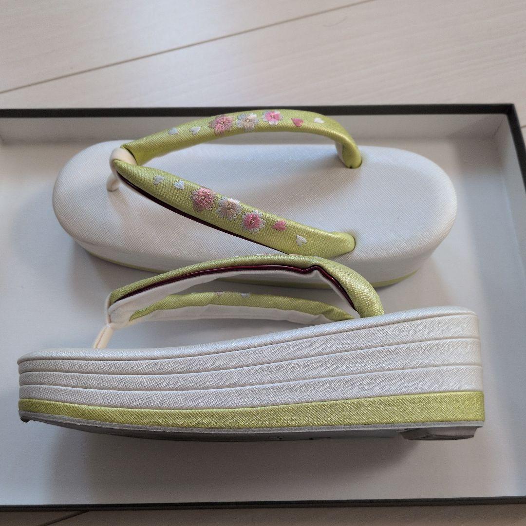 成人式用 草履 バッグセット 桜 若草　25cm