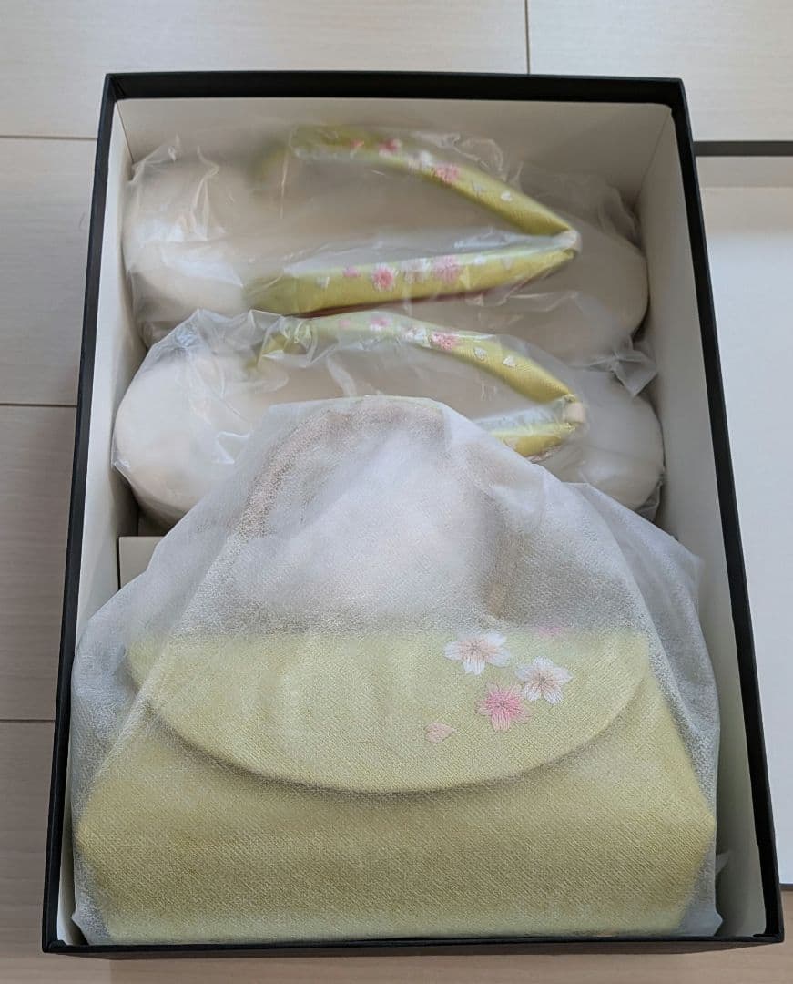成人式用 草履 バッグセット 桜 若草　25cm