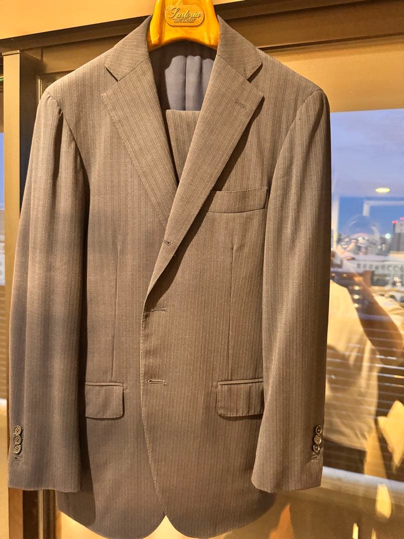 SHIPS リングヂャケット　ネイビーストライプ スーツ46