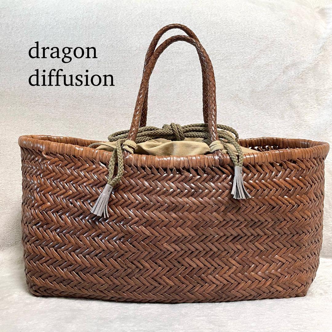 dragon ドラゴンディフュージョン メッシュレザートートバッグ ブラウン