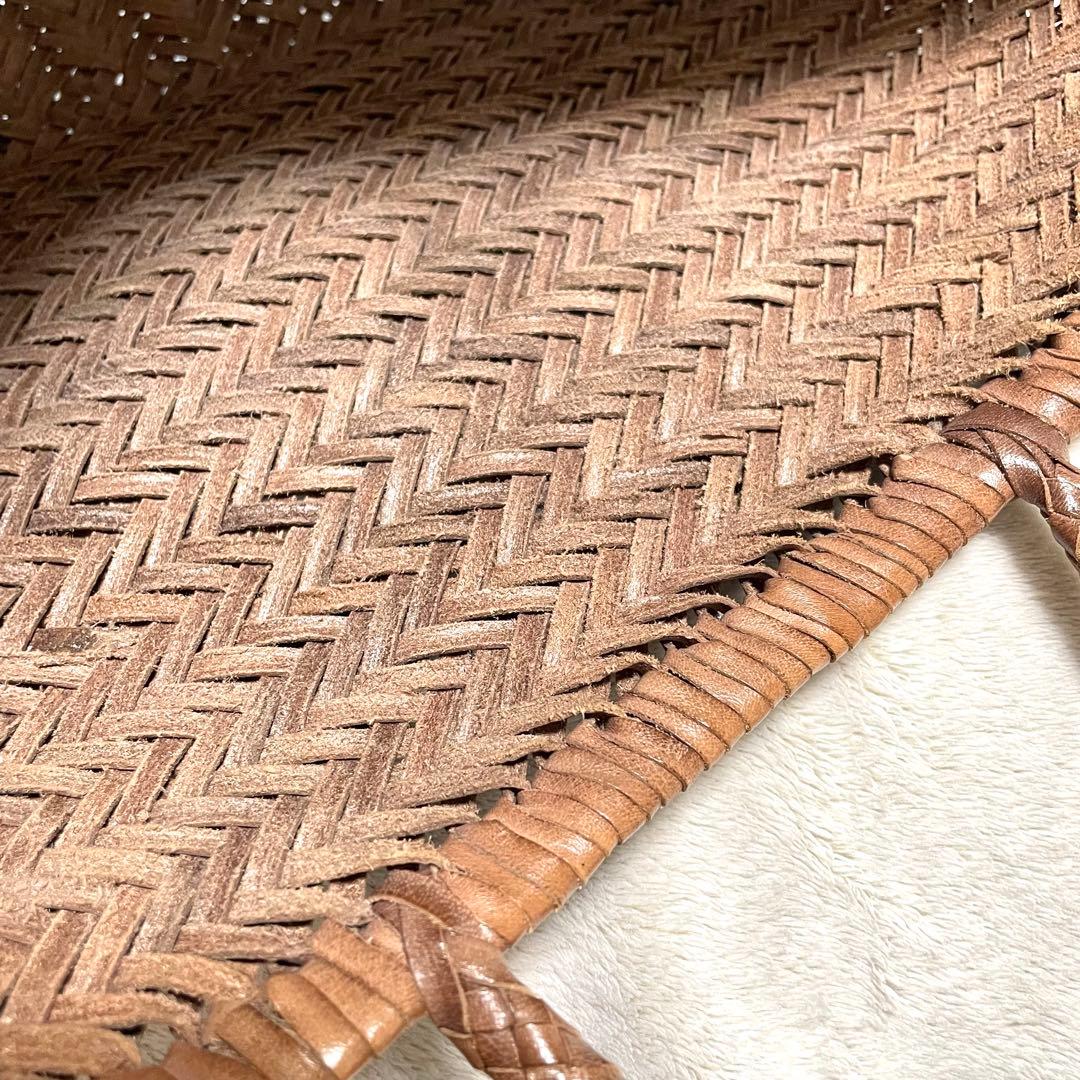 dragon ドラゴンディフュージョン メッシュレザートートバッグ ブラウン