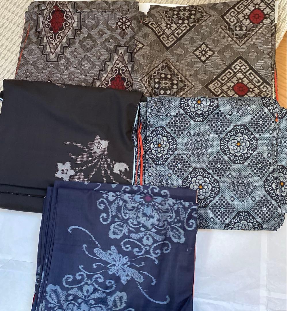 龍郷　アンティーク大島　地空き　大島紬　5枚まとめ売り