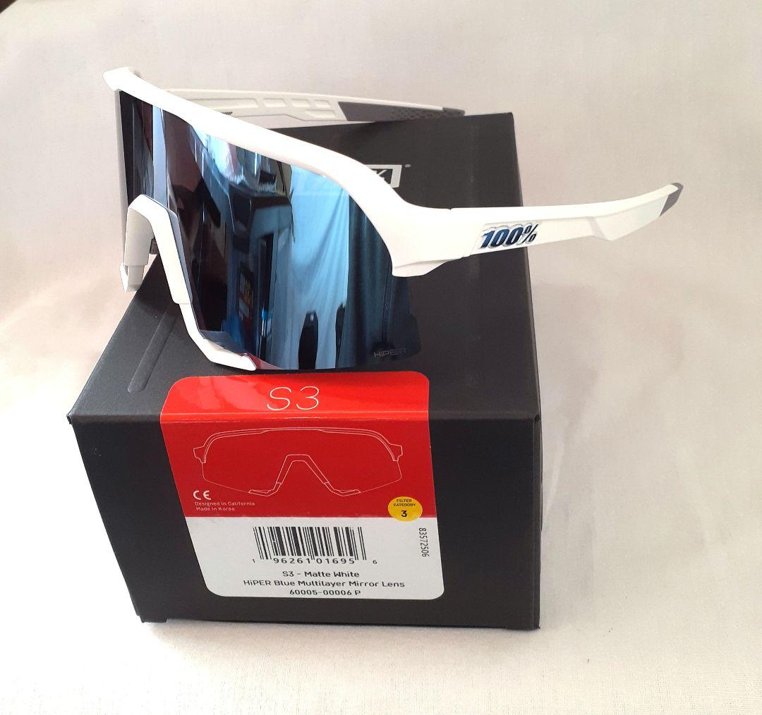最新版 100% S3 マット ホワイト ブルー ワンハンドレッド サングラス