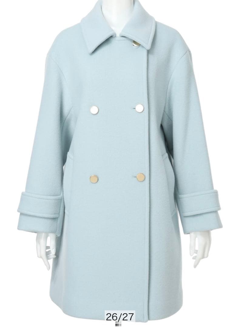 水色 ダブルブレスト コート