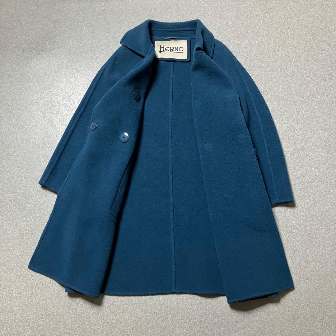 HERNO リバーコート ダブルフェイス ラムウール ロング ブルー ヘルノ