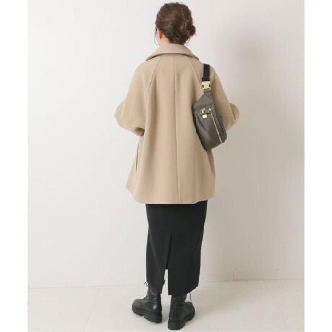 スピックアンドスパン W/Nyモッサステンカラーショートコート 38 ベージュ