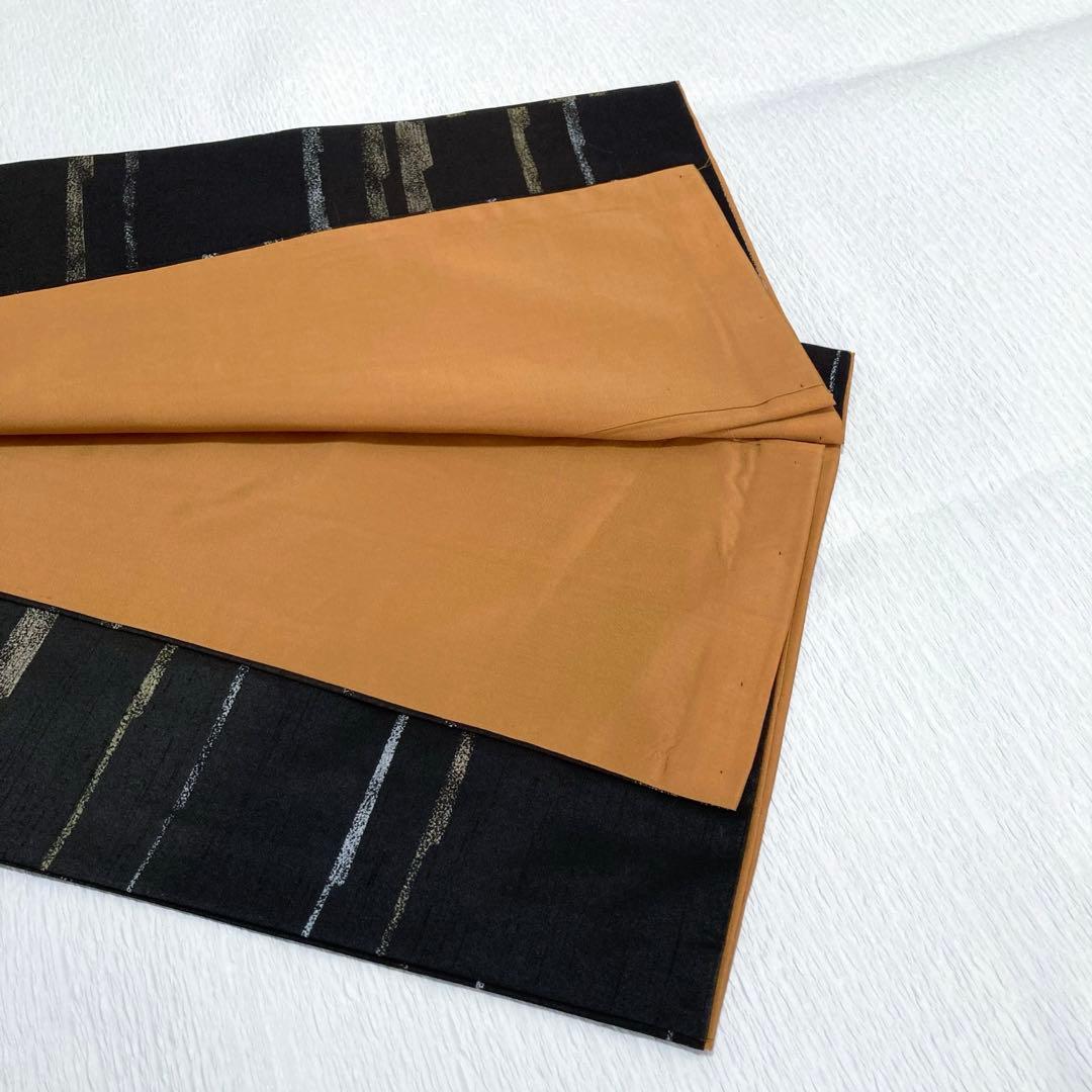 【良品✨】東レシルック　洗える着物　小紋　紬調　織物調　黒色　横段　袷　R7