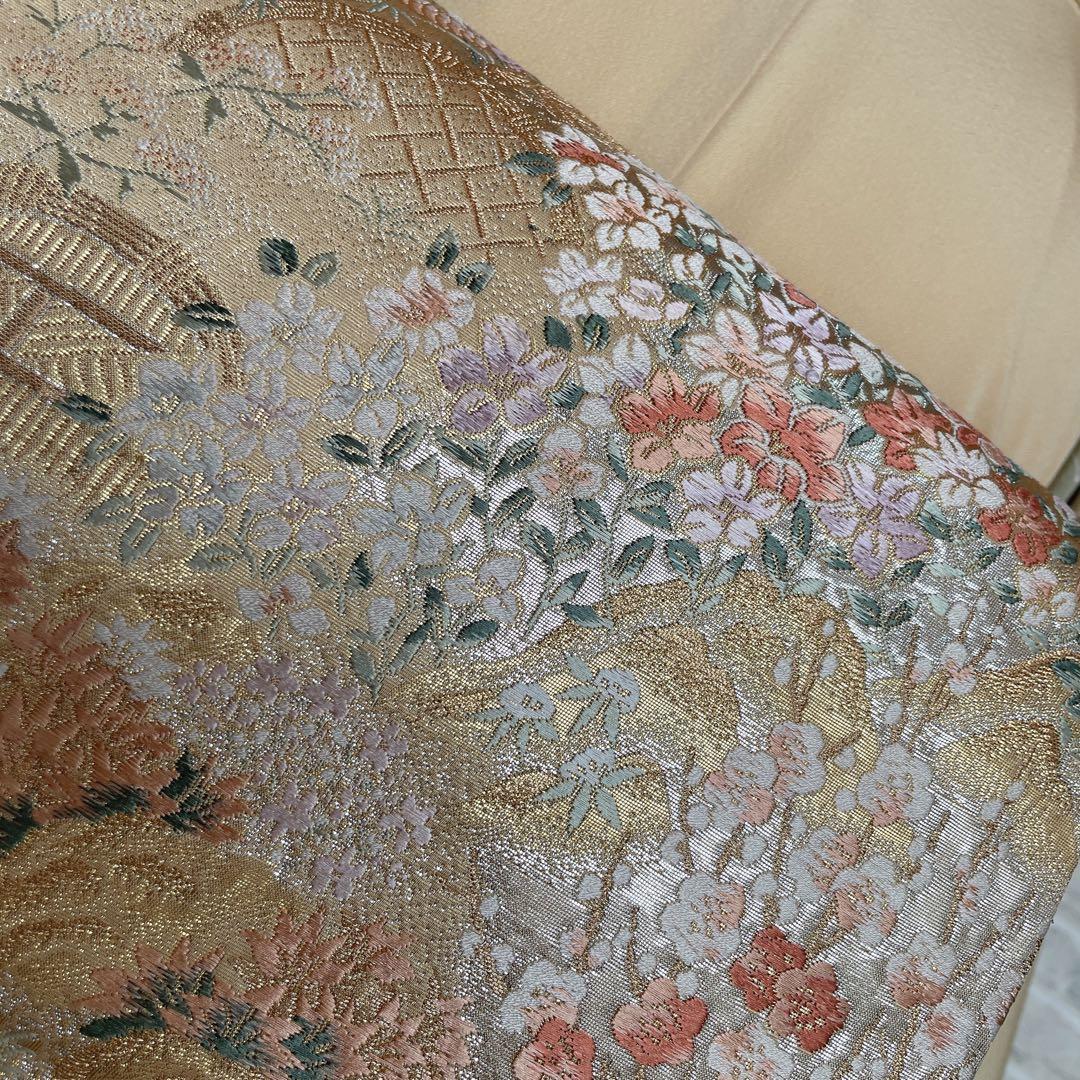 訪問着+長襦袢　フルセット　川のほとり　橋　金彩　金駒刺繍　入学式　卒業式　I3