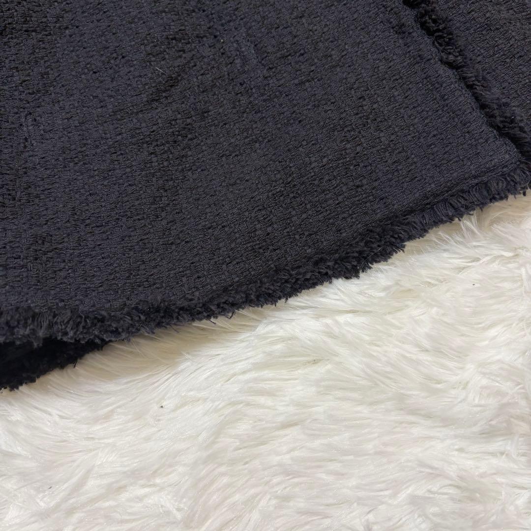 SHIPS シップス ノーカラージャケット パール　ネイビー ツイード　38