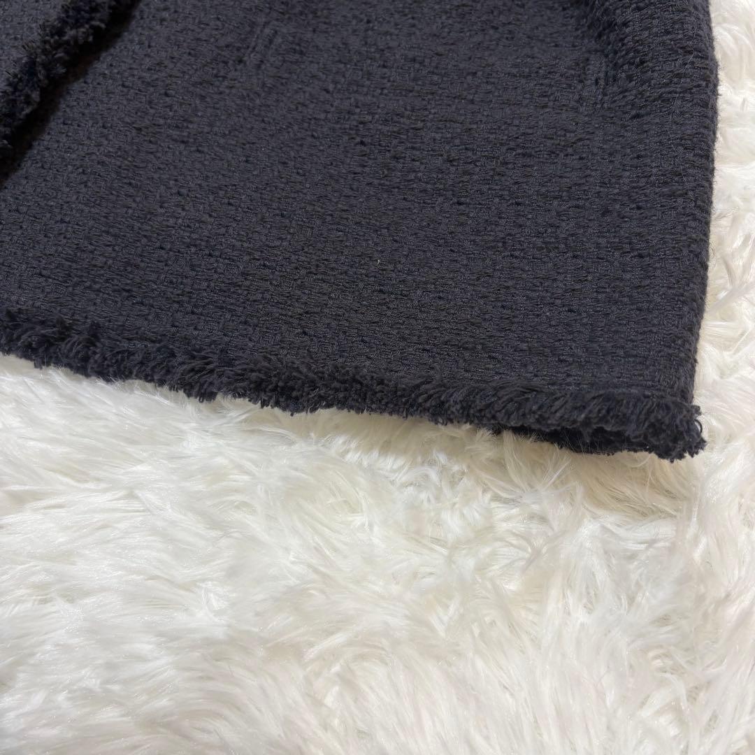 SHIPS シップス ノーカラージャケット パール　ネイビー ツイード　38