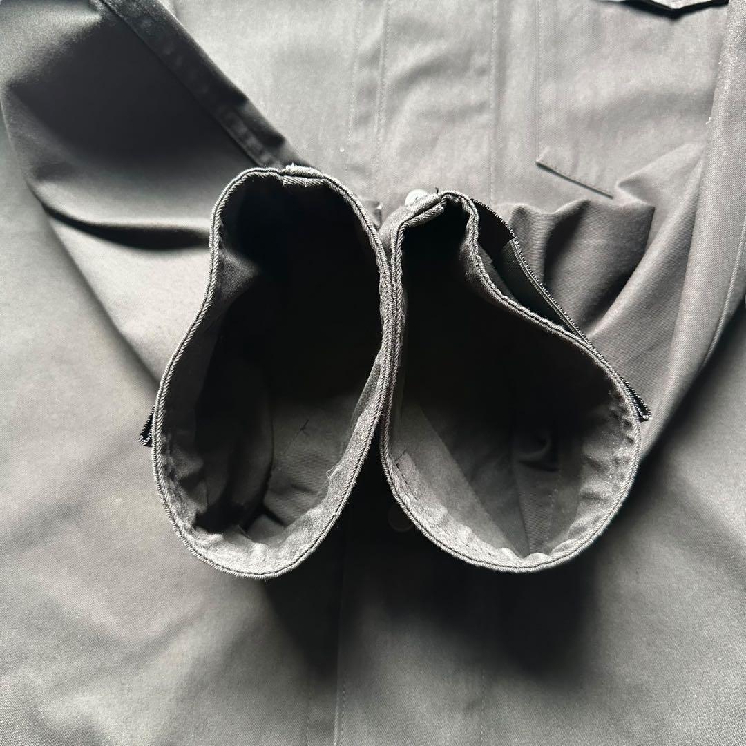 極美品 オールモストブラック ノーカラー シャツジャケット ウォッシャブル 黒