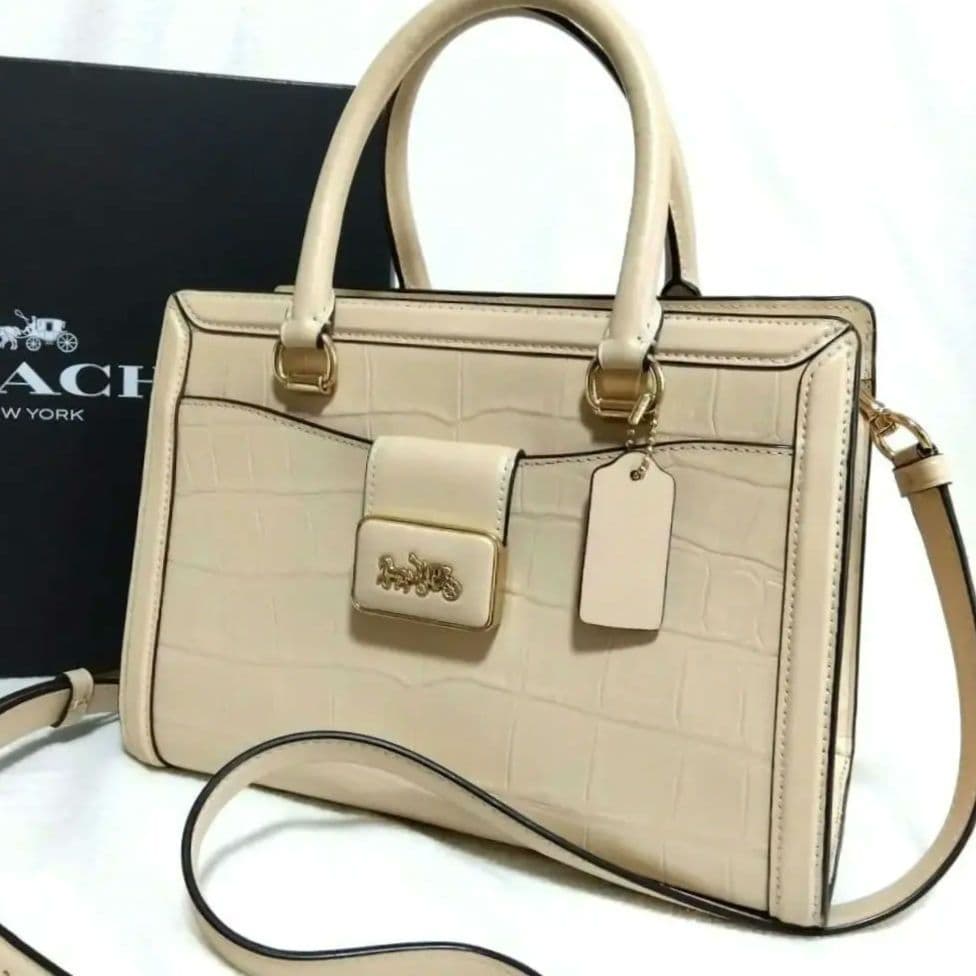 COACH グレース キャリーオール クロコ 型押し ショルダーバッグ レザー