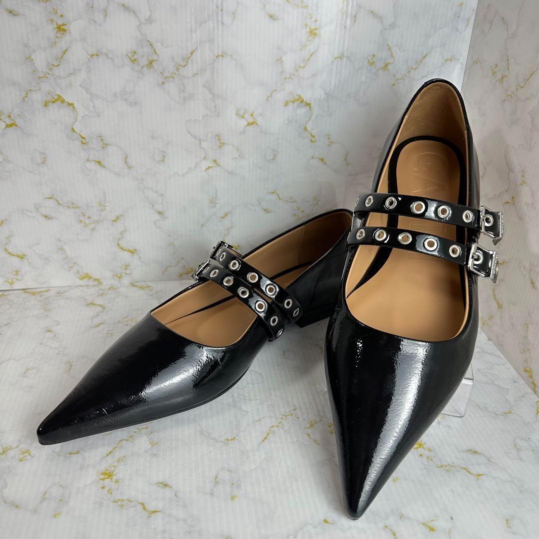 ガニー✨新品未使用 アイレットバレリーナシューズ ブラック サイズ37