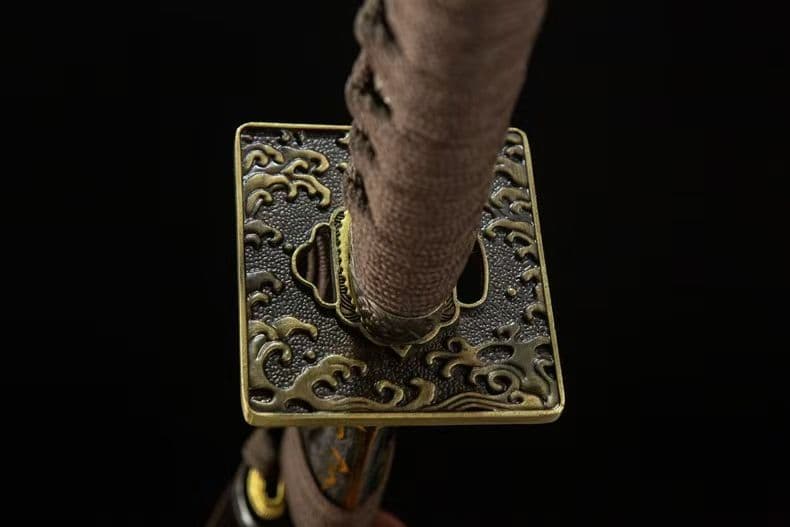 遊郭打刀 方形刀鍔 50 鋼刃 実木彫刻鞘全長 102cm 刃幅3.2cm日本刀