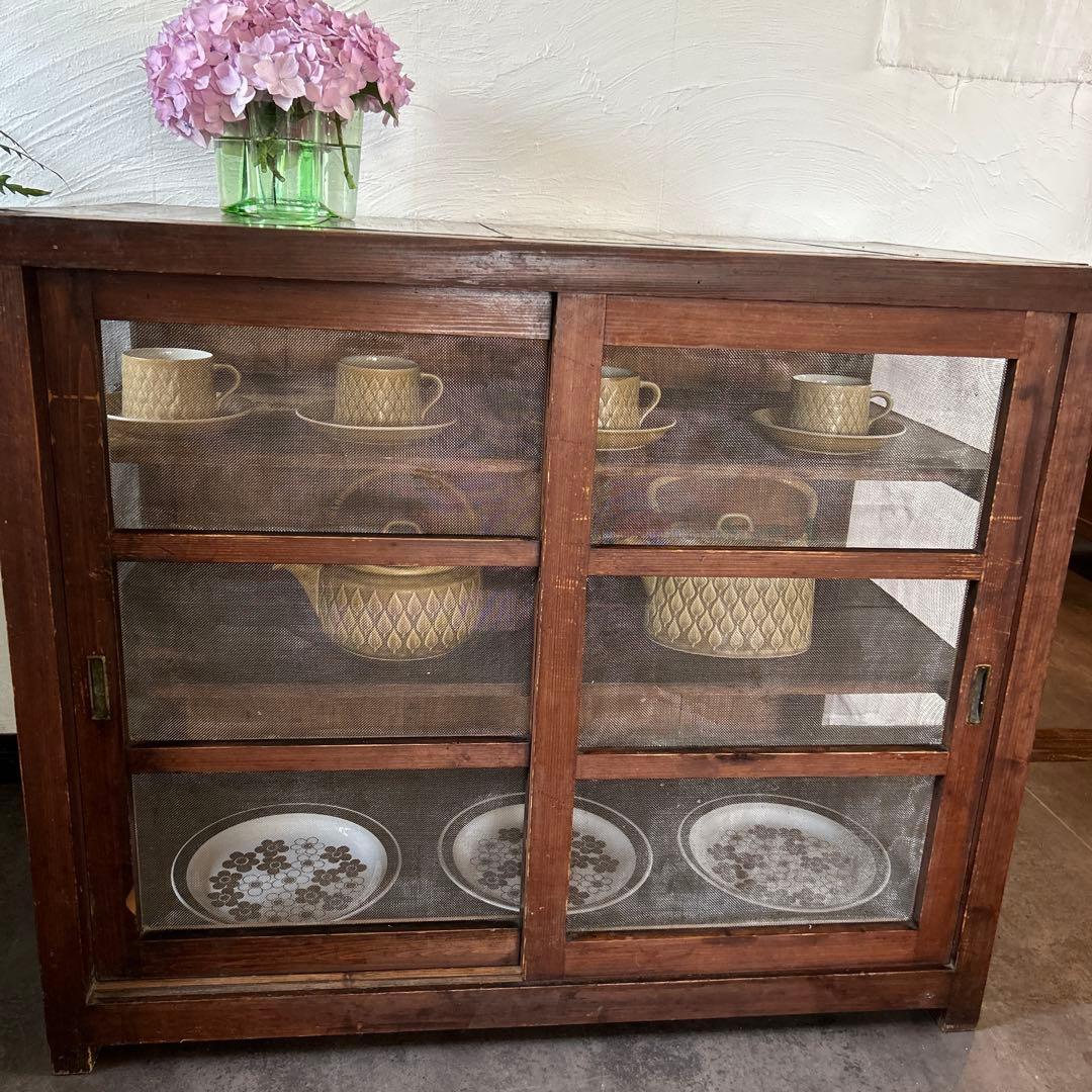 蝿帳食器棚　収納棚　網戸棚　古道具　古家具　昭和レトロ　店舗什器　アンティーク