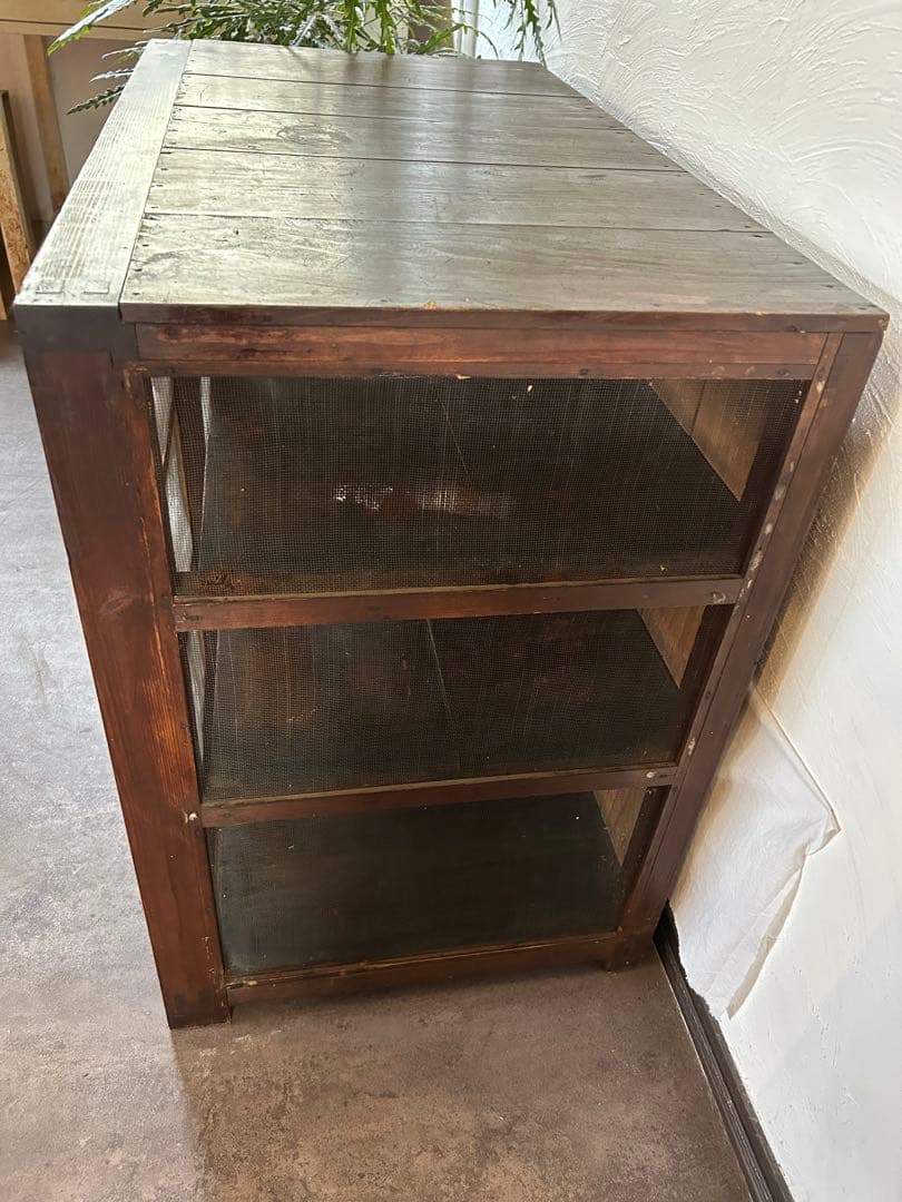 蝿帳食器棚　収納棚　網戸棚　古道具　古家具　昭和レトロ　店舗什器　アンティーク