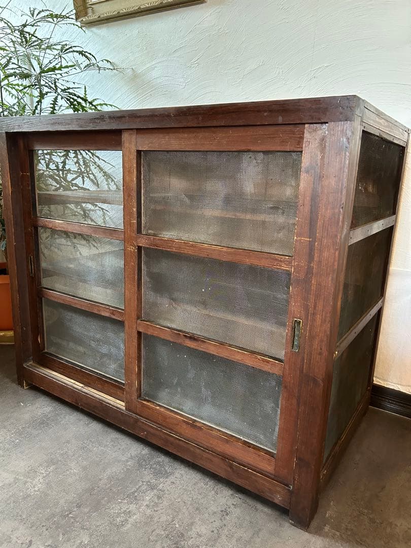 蝿帳食器棚　収納棚　網戸棚　古道具　古家具　昭和レトロ　店舗什器　アンティーク