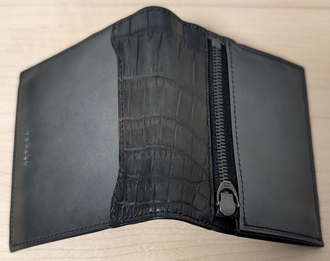 新品 yuhaku クロコダイル × 牛革 薄型二つ折り財布 YCA122