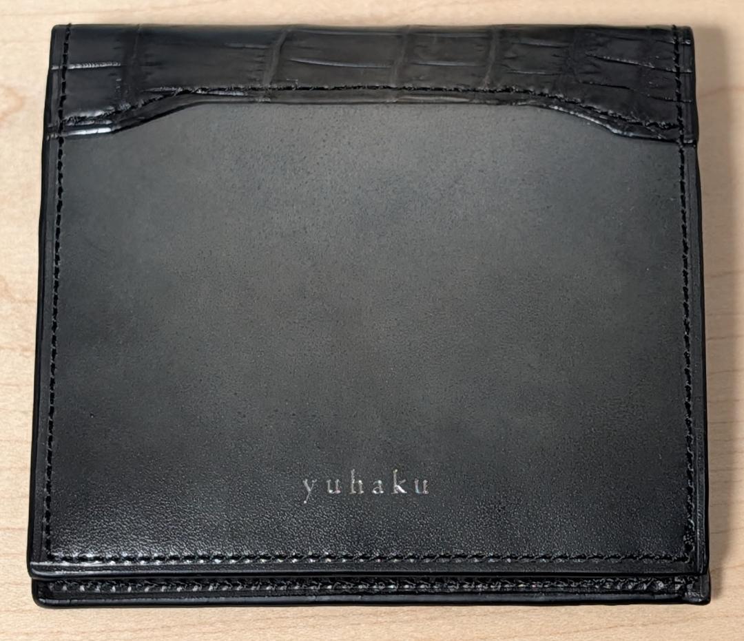 新品 yuhaku クロコダイル × 牛革 薄型二つ折り財布 YCA122