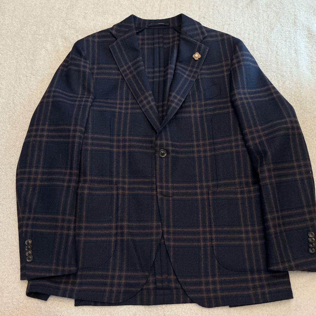 ぶぅ LARDINI ラルディーニ ジャケット ウィンドウペーン 52 紺