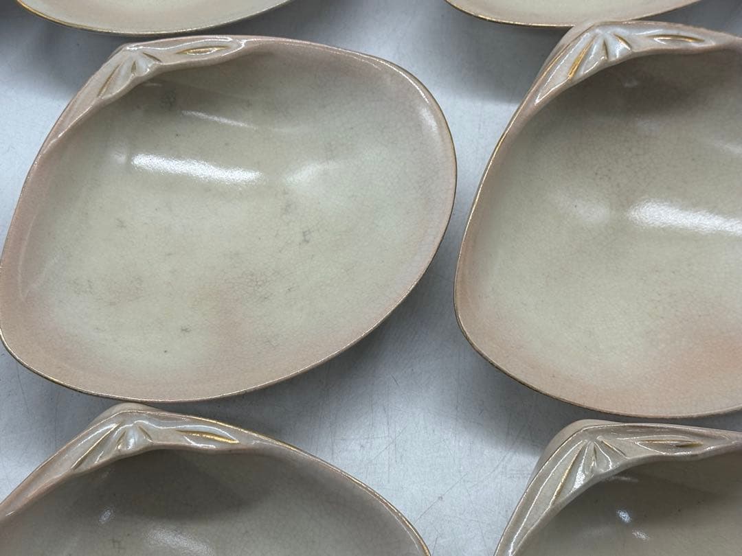 高麗地金彩山画　貝形小鉢15点　松富作　懐石料理　送料込み260206