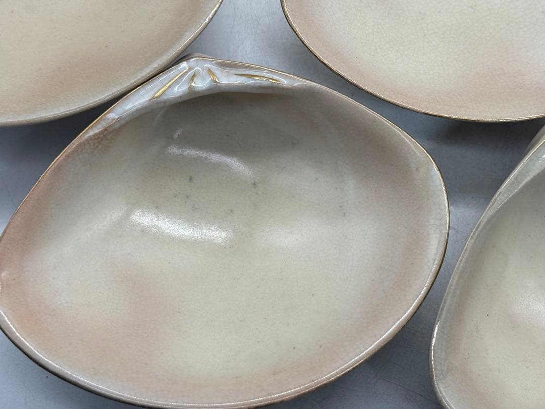 高麗地金彩山画　貝形小鉢15点　松富作　懐石料理　送料込み260206