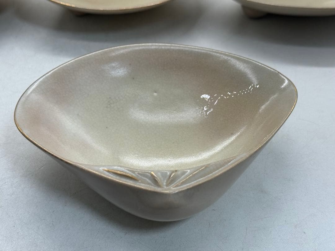 高麗地金彩山画　貝形小鉢15点　松富作　懐石料理　送料込み260206