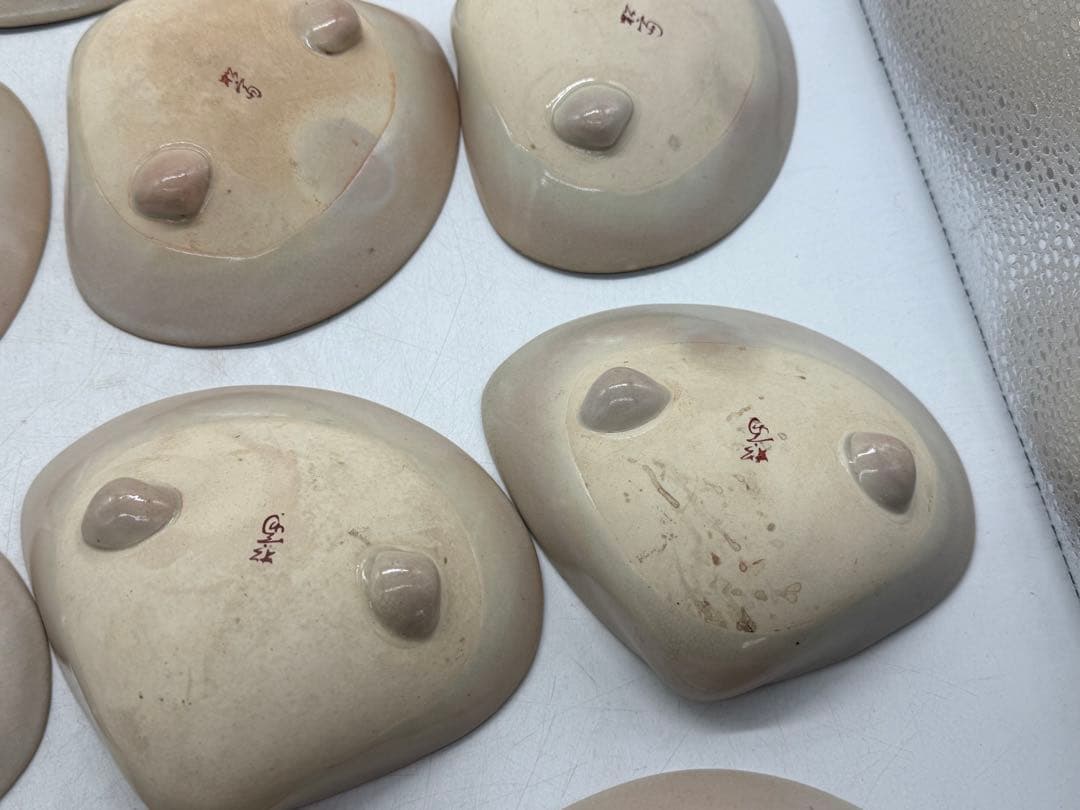 高麗地金彩山画　貝形小鉢15点　松富作　懐石料理　送料込み260206