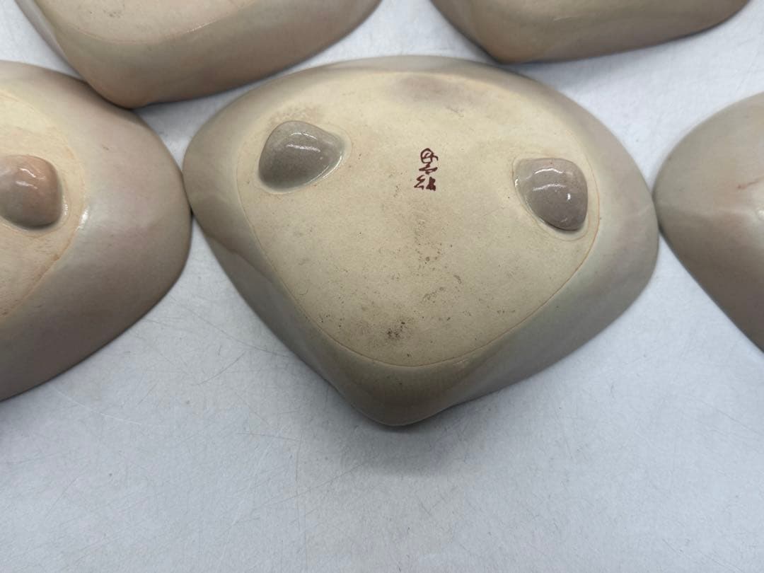 高麗地金彩山画　貝形小鉢15点　松富作　懐石料理　送料込み260206