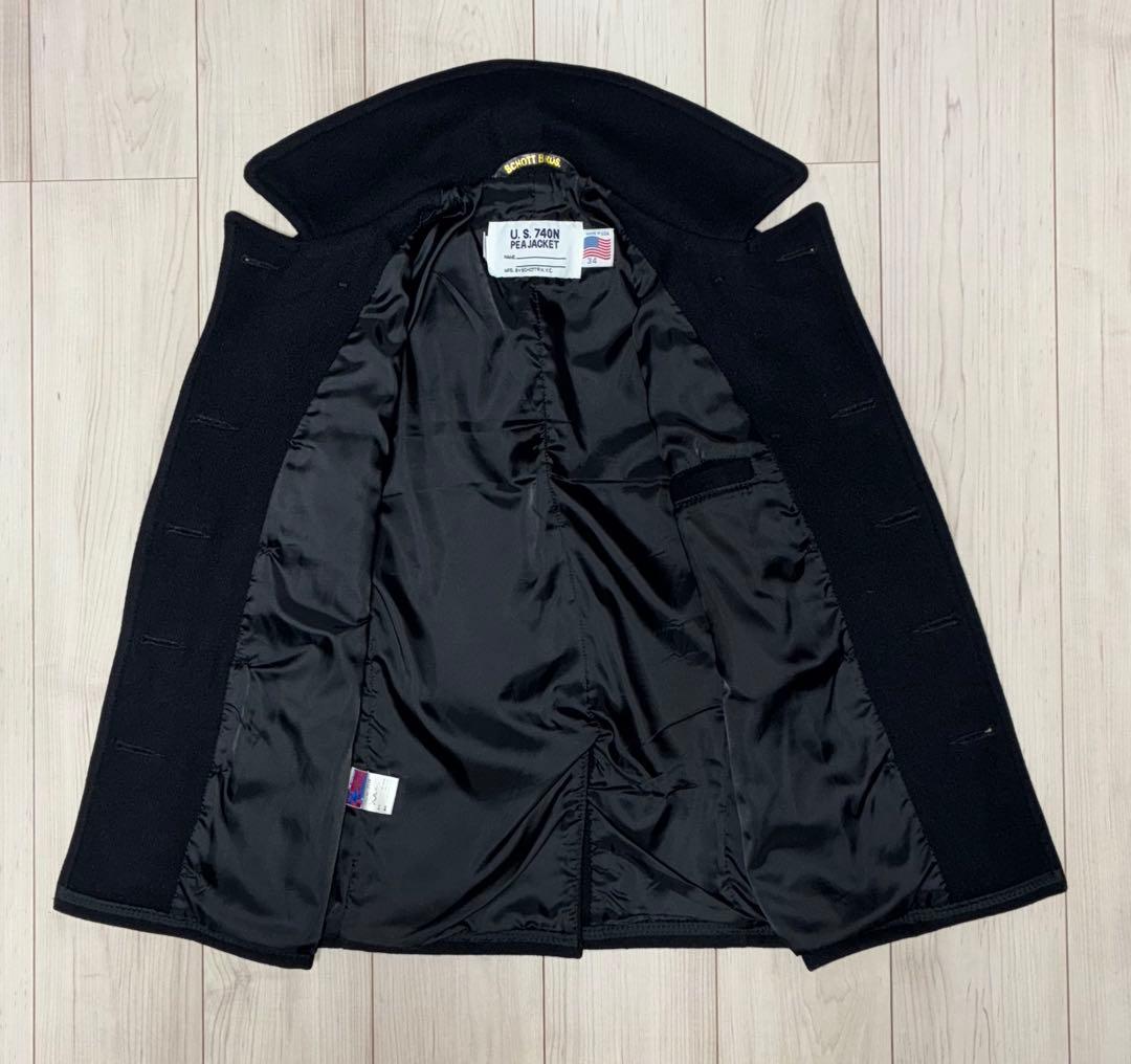 34 良品 Schott 753US Pコート ピーコート タイト スリム 濃紺