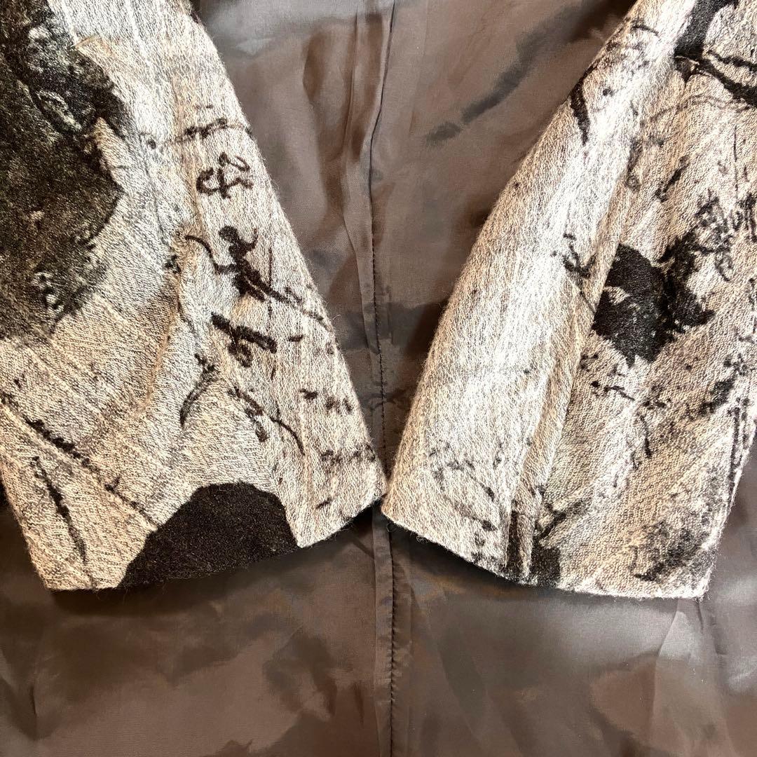 芽風センソユニコ　総柄 ワイヤーカラーウールジャケット 38