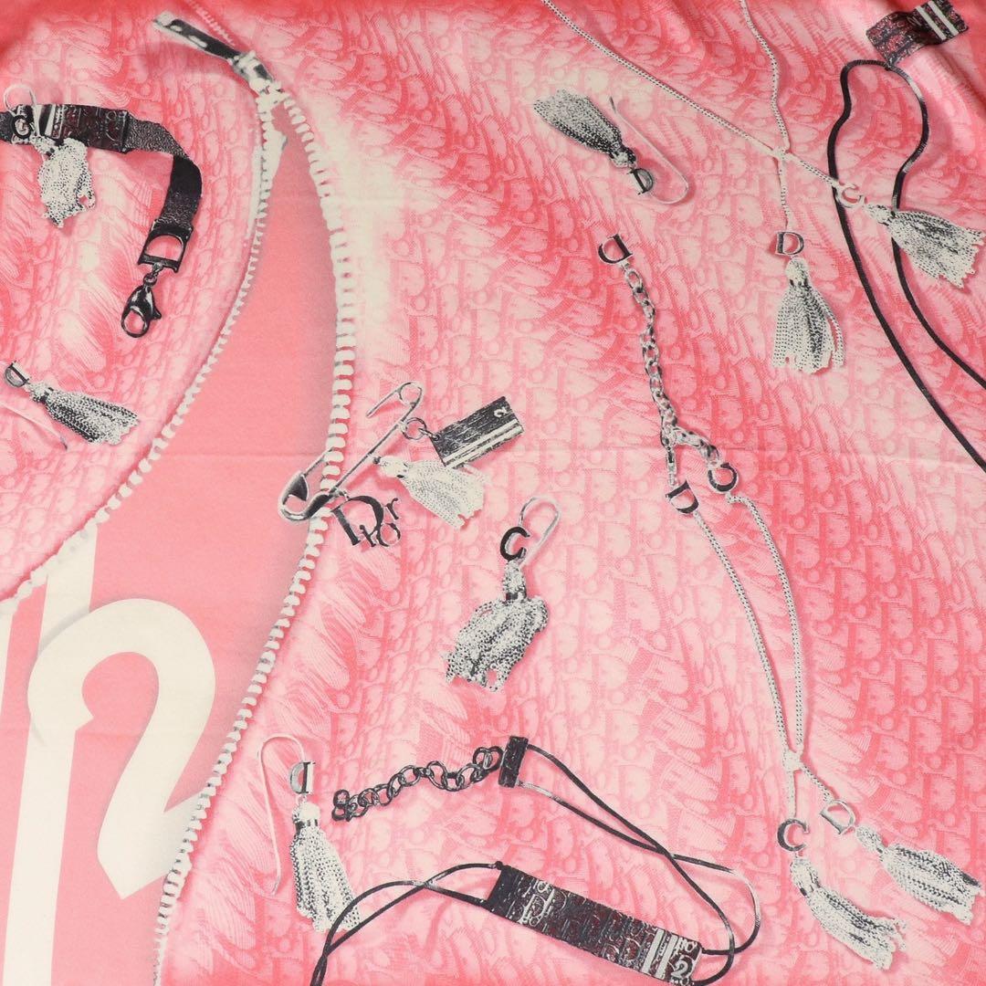 Christian Dior★トロッター スカーフ★ガリアーノ期★ピンク★シルク