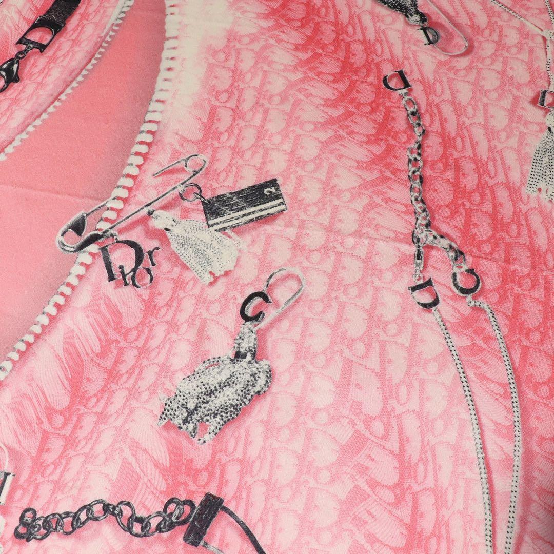 Christian Dior★トロッター スカーフ★ガリアーノ期★ピンク★シルク