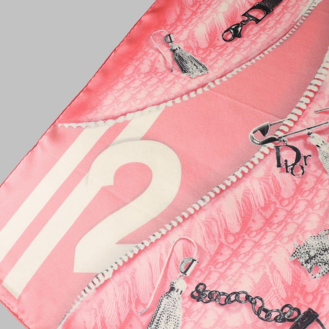 Christian Dior★トロッター スカーフ★ガリアーノ期★ピンク★シルク