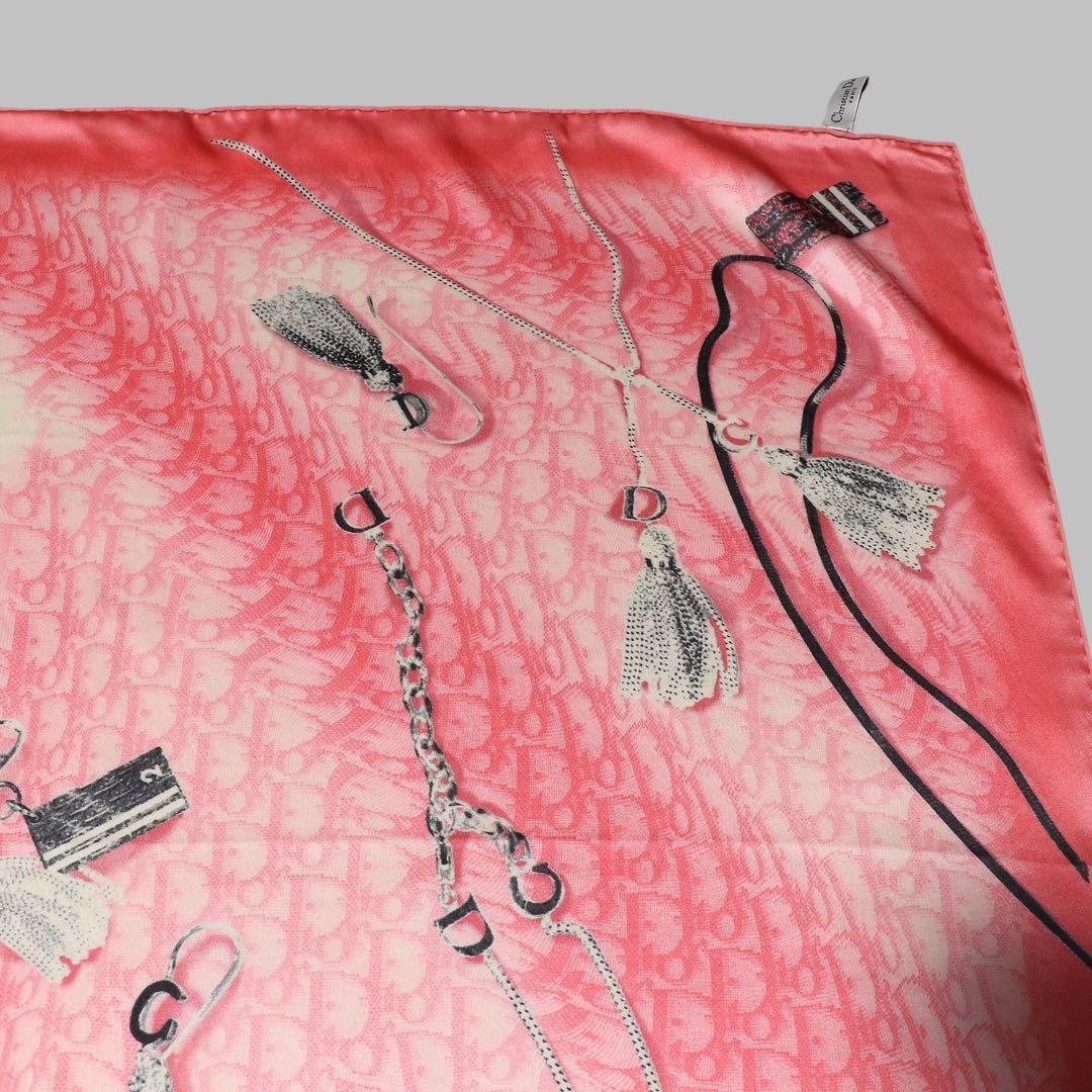 Christian Dior★トロッター スカーフ★ガリアーノ期★ピンク★シルク