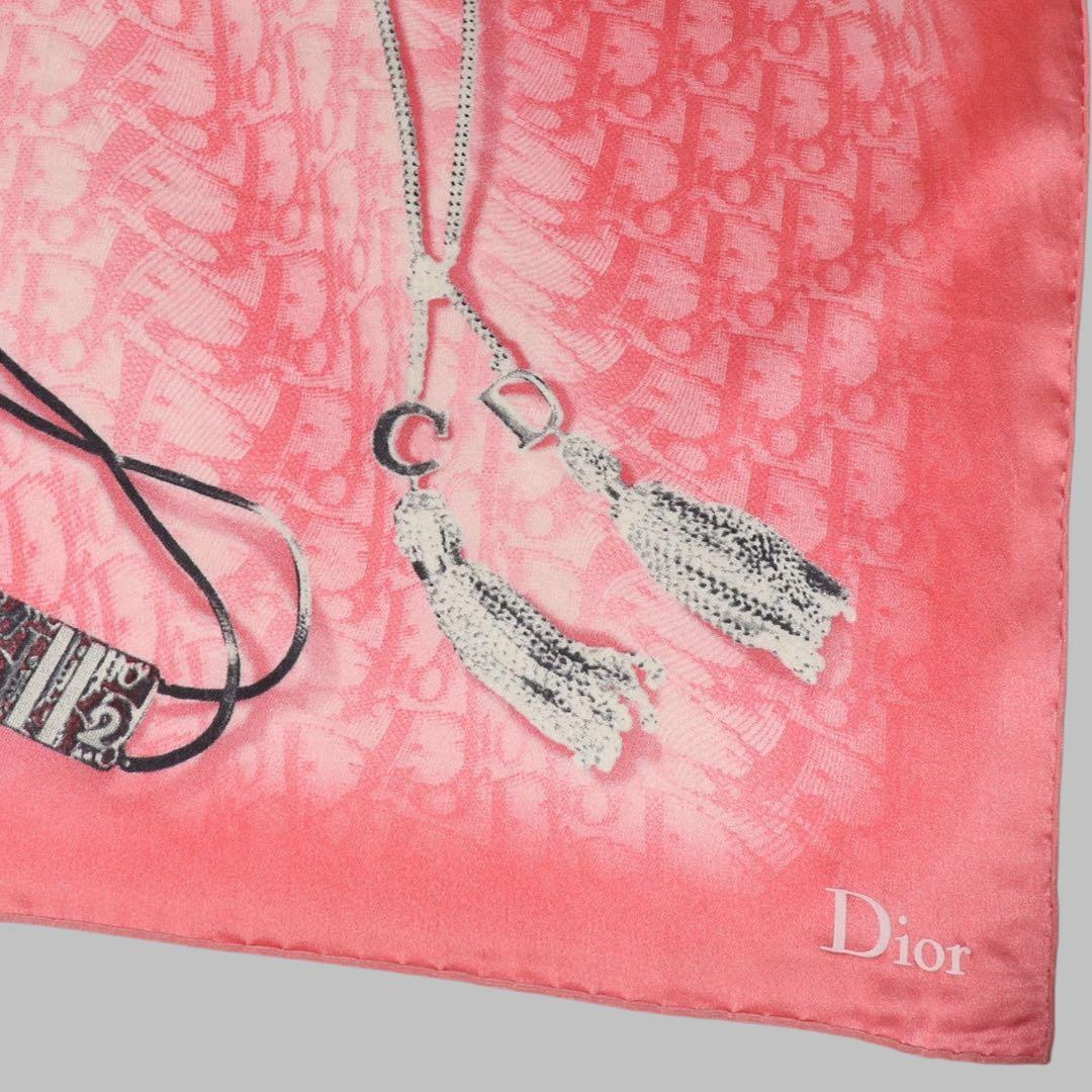 Christian Dior★トロッター スカーフ★ガリアーノ期★ピンク★シルク