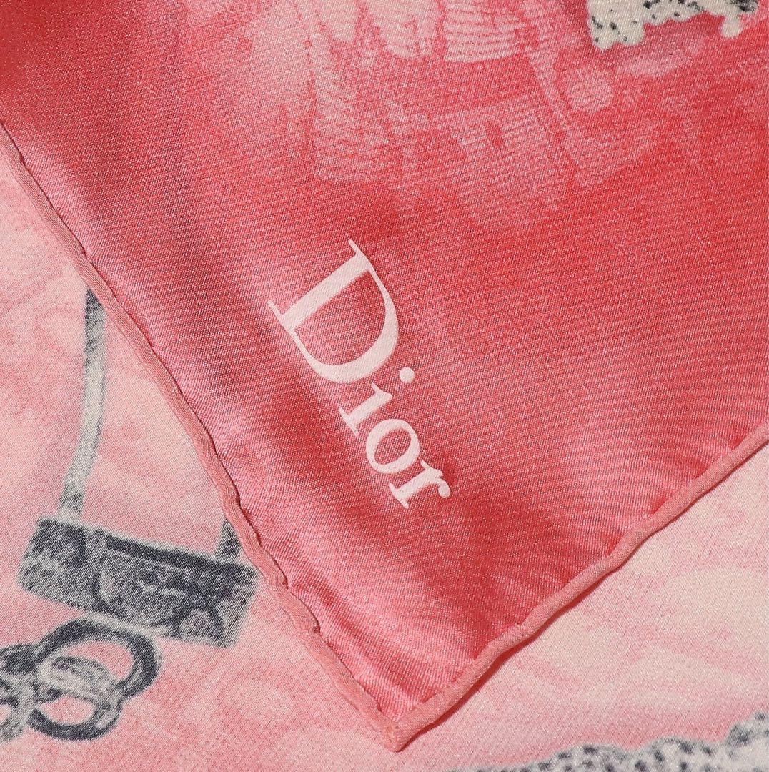 Christian Dior★トロッター スカーフ★ガリアーノ期★ピンク★シルク