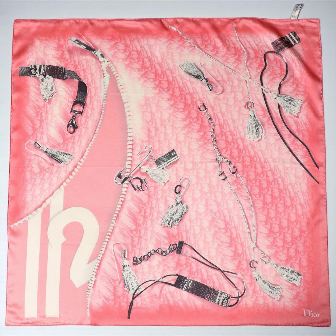 Christian Dior★トロッター スカーフ★ガリアーノ期★ピンク★シルク
