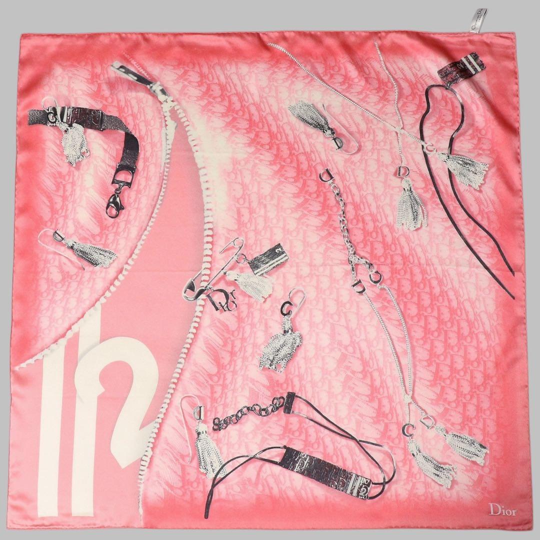 Christian Dior★トロッター スカーフ★ガリアーノ期★ピンク★シルク