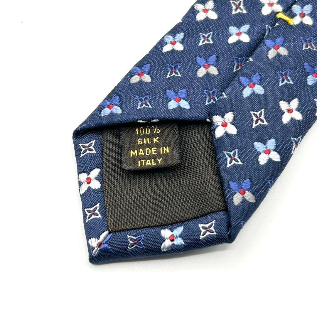 H*✨様 ✨美品✨ルイヴィトン　モノグラム　高級シルク　ネイビー　花柄　ネクタイ