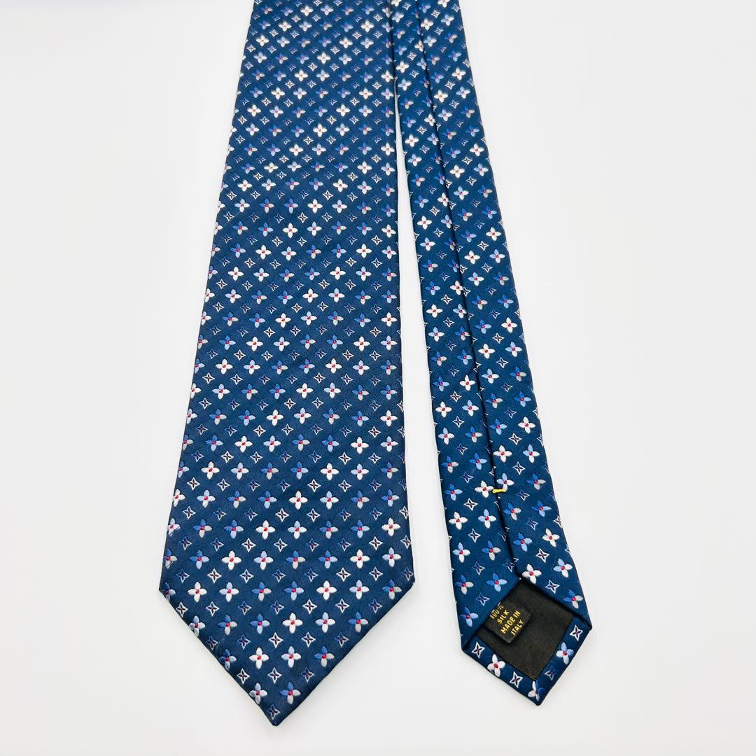 H*✨様 ✨美品✨ルイヴィトン　モノグラム　高級シルク　ネイビー　花柄　ネクタイ