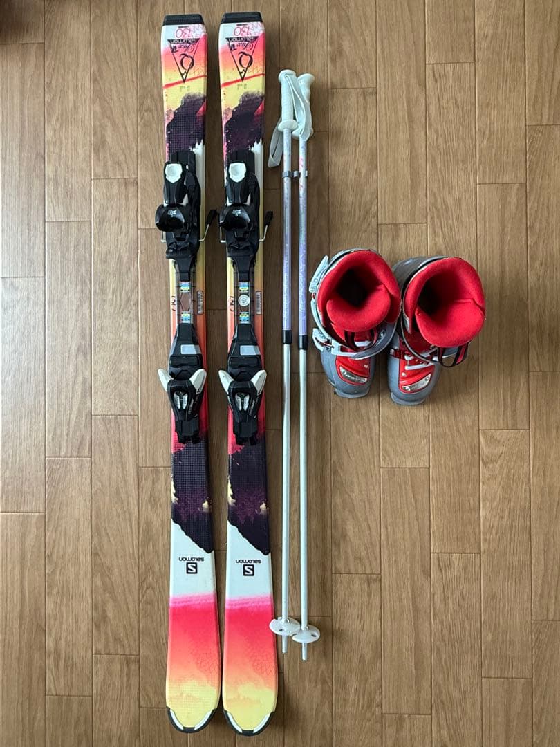 Salomon Q-Lux JR スキー板セット（ブーツ・ポール付き）