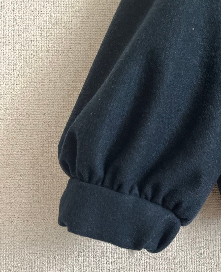 ミナペルホネン　rosy 紺　ウール　切替ギャザー　ブルゾン　ジャケット　総裏